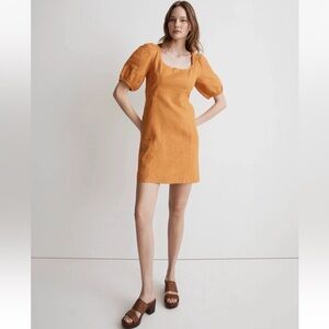 Madewell Maisie Mini Linen Dress Ochre Fresco Orange NWT Size 0